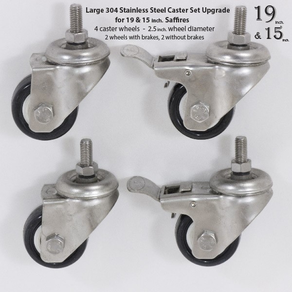 SAFFIRE Kamado Rollenset für Größe L - 4 Rollen, 2 davon gebremst - Edelstahl 304
