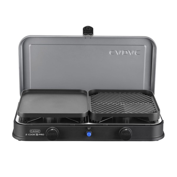 2-COOK PRO DELUXE Stove - 30mbar Campingkocher - 2-flammig - mit Grillplatten - Piezozündung