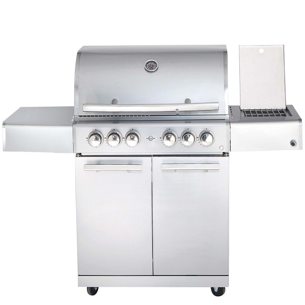 CHEF L Paket A - Basis silber, 4 Brenner, Backburner, Seitenkocher, Seitenablage links, BBQ-Paket