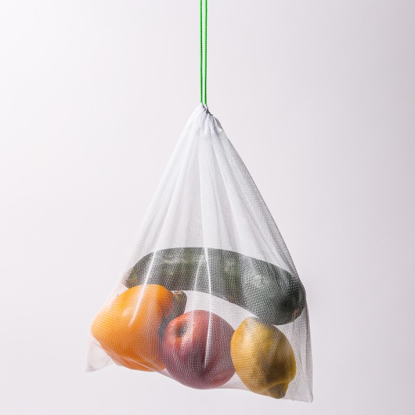 Obst- und Gemüsenetz - Polyester - L: 35cm - B: 25cm - grüner Kordelzug - wiedervenwendbar