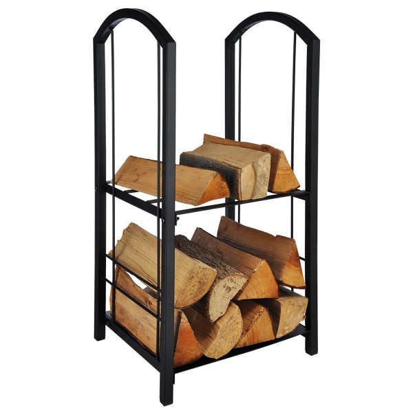 Kaminholzhalter in Regalform - stabile Metallkonstruktion - 2 Lagen Brennholz
