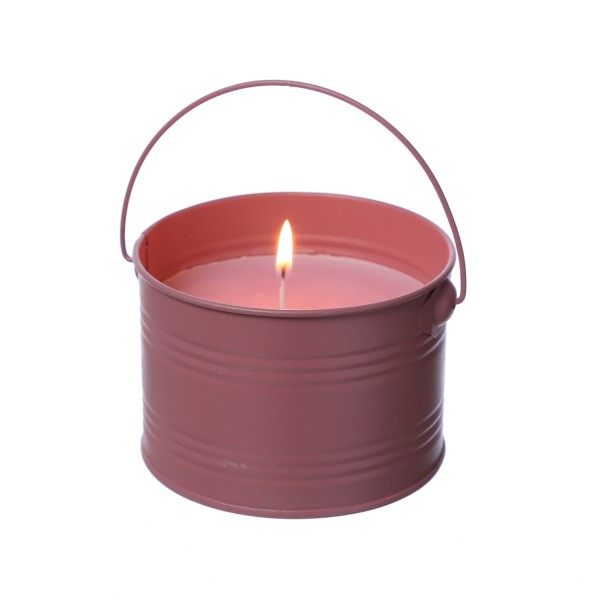 Duftkerze CITRONELLA - Echtwachs im Metalleimer - H: 8cm - gegen Stechmücken - rot