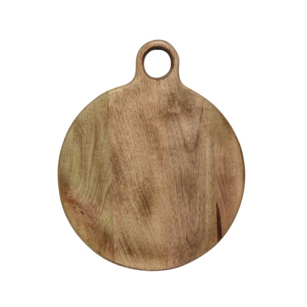 Schneidebrett - Servierbrett - rund - Mangoholz - mit Aufhängung - L: 47,5cm - natur