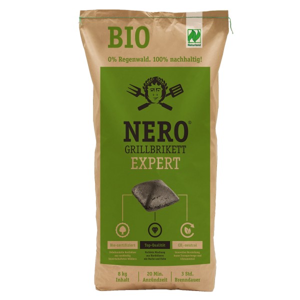 NERO BIO Grillbriketts 8kg Sack - Naturland zertifiziert